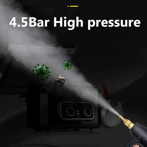 Piudoiliy 3200W High Pressure Steam Cleaner demonstrating 4.5Bar high pressure vapor against germs and grime.