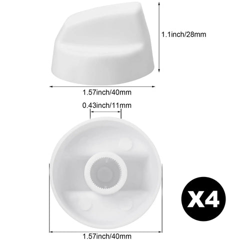 4 Pack Control Knobs Replacement Kit With 12 Adapters For Oven Stove And Range Universal Fit dimensions view