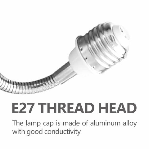 E27 thread head of Flexible Gooseneck E26 E27 Light Socket Extender Adapter 22.5 Inch Extension Set Of Two Bendable Adjustable Socket