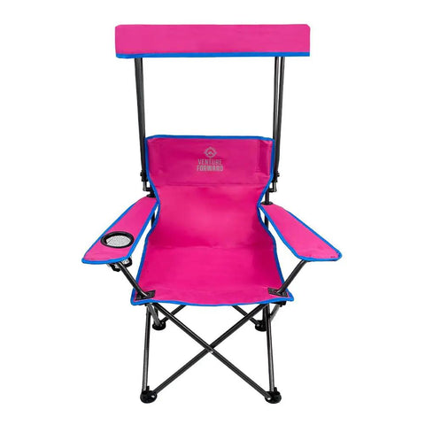 Pink Kids Outdoor Canopy Chair With Adjustable Shade For Camping And Beach Folding Chair With Cup Holder And Carry Bag