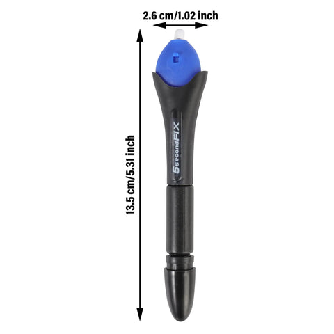 Smooth Five Second UV Curing Glue Pen With Tough As Nails Plastic Welding Compound For Waterproof And Heat Resistant Bonds That Stick Better Than Anything Else Up Top, measuring 13.5 cm.