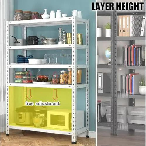 Heavy Duty Kickass Metal Storage Rack Five Tier Utility Shelves For Kitchen Pantry Closet Or Garage Organization with adjustable layer height