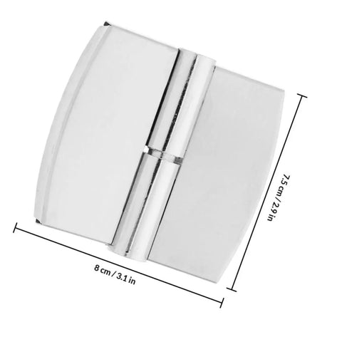 Self Closing Door Hinges for Public Restrooms in stainless steel with adjustable spring, privacy feature, silver finish, 8x7.5 cm