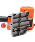 Rear view of Compact 45 Degree Mini Benchtop Cut Off Saw For Wood Metal And Plastic With Clamping Tool Adjustable Cutting Angle