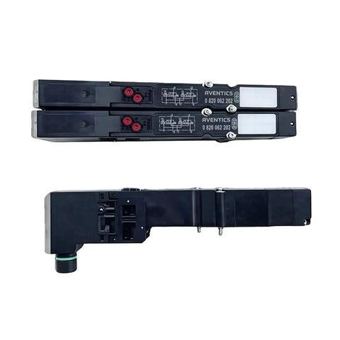 Heavy Duty Pneumatic Solenoid Valve Assembly With DC24V Coil And Smart Led Indicator For Industrial Automation, black dual valve design.