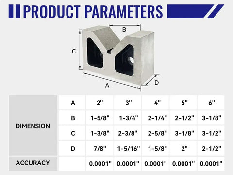 Rock Solid Cast Iron V Block Set For Precision Layout Work And Machinist Bench Setup Featuring Dead Square Ground Edges And Point Zero Zero Zero One Inch Tolerance That Is Seriously Badass Quality dimensions listing with size details and accuracy.