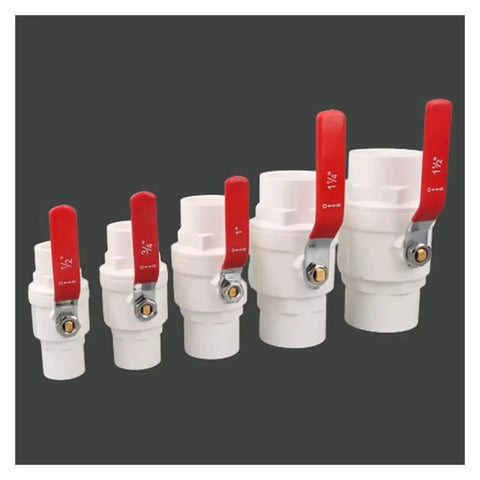 Premium White Pvc Ball Valve Pipe Fitting For Water Shut Off Smoother Than Butter Handle Leak Proof plumbing sizes.