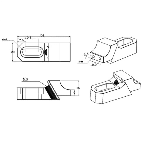 Technical drawing of Compact Low Profile CNC Side Clamp Vise Made From Hardened S136H Mold Steel with dimensions.