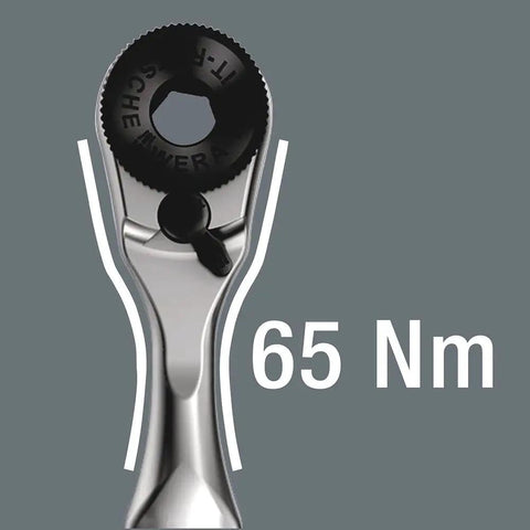 Pro Grade Durable One Quarter Inch Square Drive Bit Ratchet With Sixty Teeth, showing torque rating, drop-forged steel build.