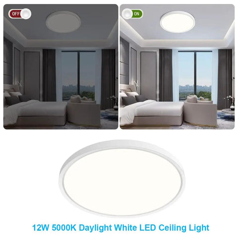 Ultra-Thin 24 Inch LED Flush Mount Ceiling Light, 45W, 5600 Lumens, 5000K Daylight White installed in bedroom
