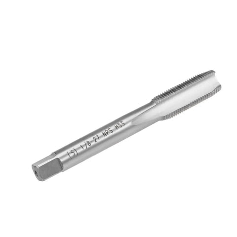 1/8-27 NPS Pipe Tap With 3 Straight Flutes, High Speed Steel Threading Tool For Metalworking, side view