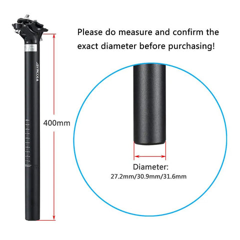 Dope Universal Mountain Bike Seat Post 27.2mm 30.9mm 31.6mm 400mm Long Aluminum 6061 T6 Seatpost diagram and measurements
