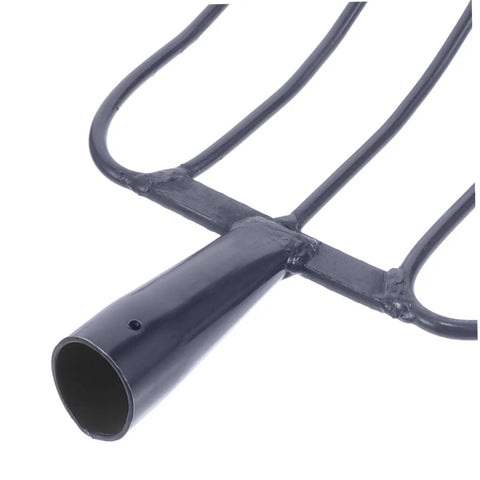 Close-up of Heavy Duty Farm Grass Fork Multi Functional Manure Tool With Five Point Design showing durable iron construction.