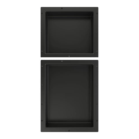All-In-One Niche With Double Recessed Shower Shelves, Two-Shelf Bathroom Organizer, 34 Inch High By 16 Inch Wide, Black Finish