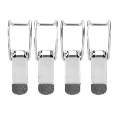Four Beefy Heavy Duty Locking Hasp Kits in stainless 201 with iron plating and secure locking tongue, ideal for machinery and luggage.
