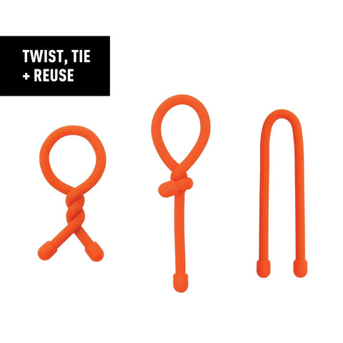 6 Inch Reusable Gear Ties Black 12 Pack Slick Rubber Coated Cord Organizers Electric Cable Management Clamps No Hassle Twist Ties For Wires Garage Setup And Ridiculously Handy Bundle Solutions in orange color.