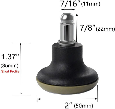 Straight Up Heavy Duty Low Profile Bell Glides For Office Chairs And Sitting Stations Smooth Operator Rolling Polyurethane Treads 2 inch diameter