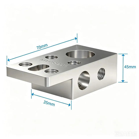 Heavy Duty 13 Way Battery Power Distribution Block With M8 M6 M4 Threaded Studs For Rv Marine Automotive Solar Lithium Batteries, metal construction, 70mm x 45mm size.