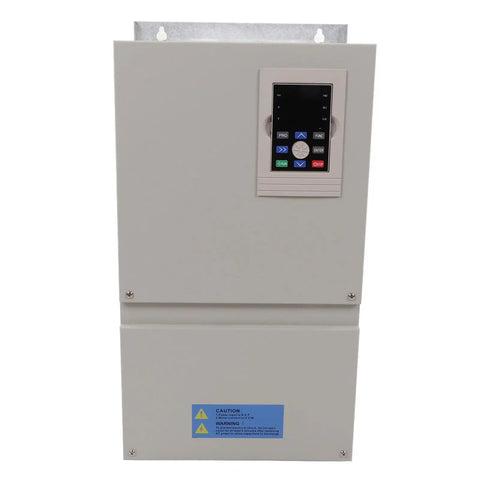 Beefy 3 Phase VFD Inverter For CNC Spindle Motors, 30KW To 37KW Output, 0 To 320 Hz Speed Control, Air Cooled IP20 Aluminum Alloy Housing, 380V Input, Industrial Grade Frequency Drive For Indoor Use front view
