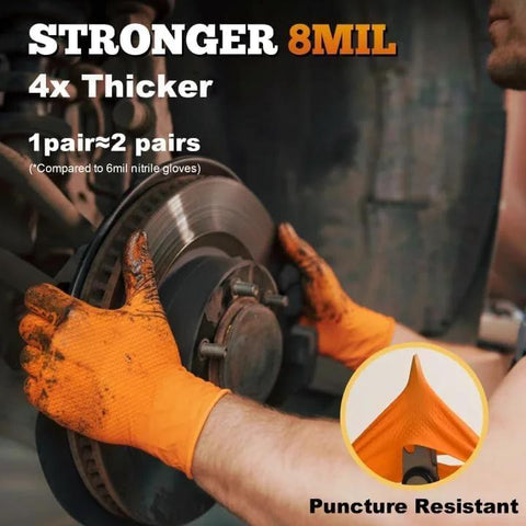 TitanFlex orange nitrile gloves, 8-mil, latex-free with raised diamond grip, 1000-count, large