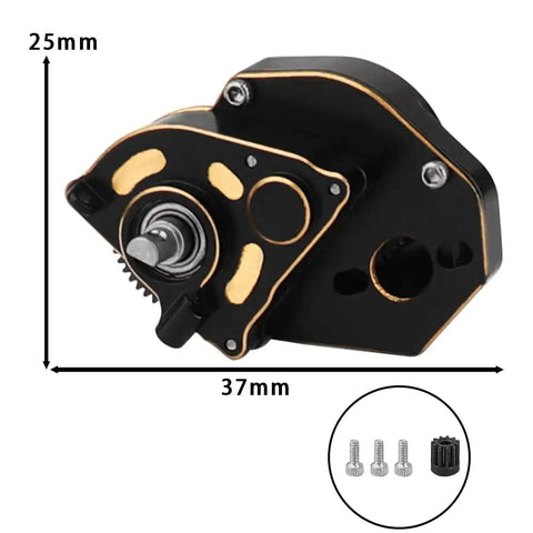 Beefed Up 1 To 24 Brass Transmission Case With Internal Gear Assembled Gearbox featuring front protection for Axial SCX24