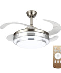 42 Inch Ceiling Fan With Light And Dimmable LED Remote Control 6 Speed Low Profile Ceiling Fan With Reversible Motor In Brushed Nickel