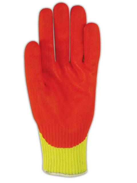 Hi Vis Foam Nitrile Palm Coated Work Gloves ANSI A5 Cut Protection, 12 Pairs, Size 8 Medium, Flexible Knit Shell, Rugged Grip