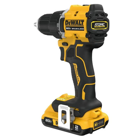 No Fuss Hella Slick 20V Max Brushless Cordless Drill Driver Kit With Compact Atomic Frame And One Half Inch Chuck Including 2Ah Lithium Ion Battery. Compact design with 20V brushless motor.