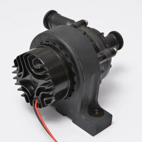 Compact Pwm Water Pump 12 Volt Electric Coolant Circulator features black plastic body and wires, ideal for engine bay cooling.
