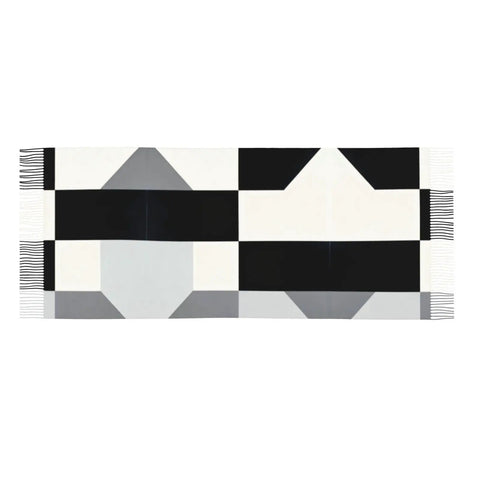Black And White Piano Grid Long Scarf With Casual Fringe Edge Mega Comfy Winter Shawl Wrap, 77.6 x 28.3 inch plush textile