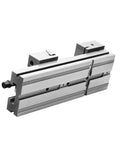 Rock Solid 4 Inch Precision Bench Vise For Top Shelf Workshop Clamping And Pro Machining Centers showing a shiny steel base with crafty jaws.