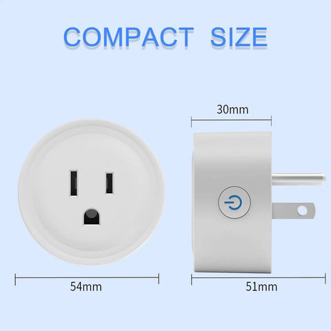 Front and side view of Alexa Only Smart Plug Duo with One Tap Setup and Voice Control, showing compact size dimensions.