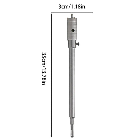 Heavy Duty Hole Saw Kit With Carbide Tips For Drilling Concrete Stone And Masonry Bricks Featuring Long Lasting Tool Steel Build Perfect For Electrical Installations And Home Improvement Projects That Need Reliable Performance. 3cm x 35cm steel cutter