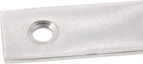Close-up of Stainless Steel L Shape Flat Corner Brace Bracket with hole, 150 x 150 mm, 6 holes, 2 mm thick, for shelves and furniture