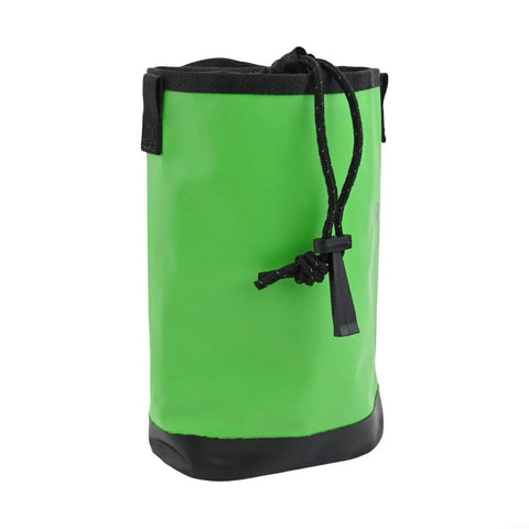 Rugged Climbing Waist Tool Bag With 5L Rope Storage, green water-resistant pouch with drawstring closure for climbing gear.
