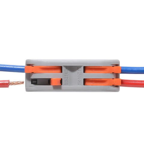 50 Pack Lever Wire Nut Electrical Connectors With Fixed Base For 2 Circuit Inline Splices 28-12 AWG Wiring, Compact, Easy To Use