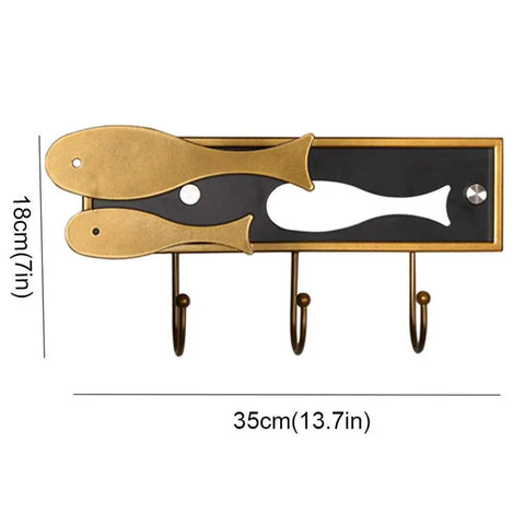 Top Notch Wall Mounted Coat Rack Heavy Duty Metal Wall Hooks Organizer Durable Entryway Storage For Clothes Hats Robes And Towels with fish design