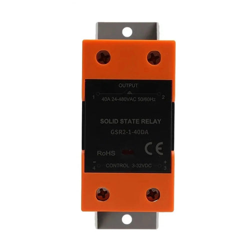 Heavy Duty Solid State Relay With Heatsink For DC Control To AC Output 100 Amp High Current 10A 25A 40A Variants Single Phase DIN Rail Mount Power Switch For Industrial Automation Motor Control And Panel Applications, front view