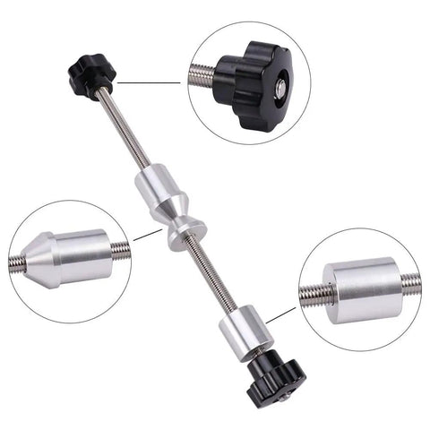 Pro Grade Bike Wheel Truing Stand With Thru Axle Adapters Aluminum Hub Repair Tool for 12mm 15mm 20mm, close-up view of parts
