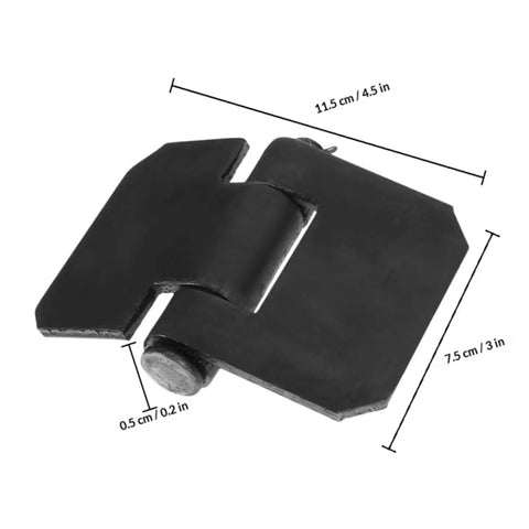 Beefy Heavy Duty Weld-On Butt Hinges For Trailers And Gates Thick Steel Gate Hinges With Removable Pin measurements shown