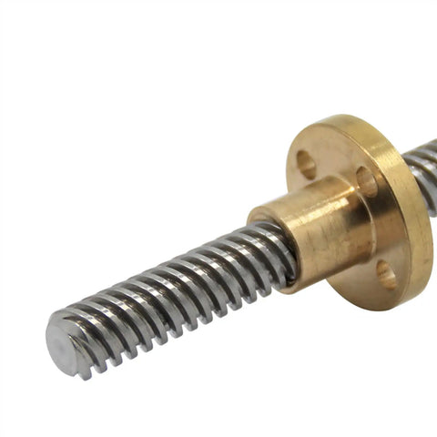 Heavy Duty Hella Smooth Tracking Rock Solid Stainless Steel T8 Lead Screw Measuring 1200 Mm with Brass Nut close-up detail.
