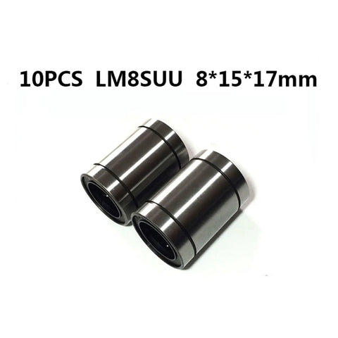 Pro Grade Linear Bushing Set for CNC Systems 8x15x17mm Rods, 10 Pcs, LM8SUU Compatible Bearings for Smooth Motion, Low Friction, Easy Install, Durable Guide Support for Robotic and Milling Projects; 10PCS LM8SUU 8*15*17mm bearings