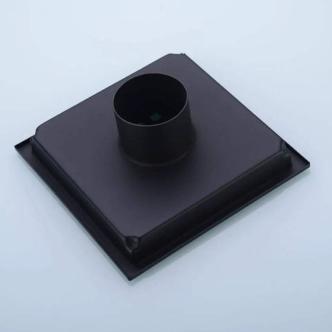 6 Inch Stainless Steel Shower Floor Drain With Threaded Adapter And Removable Grid Cover With Slick Matte Black Finish, top view