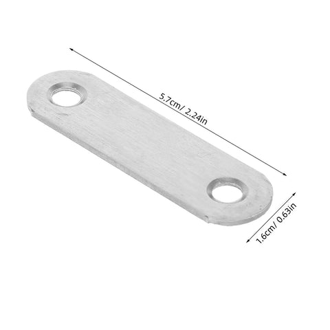 Heavy Duty Stainless Steel Flat Straight Bracket Connector With Two Holes For Wood Furniture Repair And Shelf Fixing Mending Joining Plate