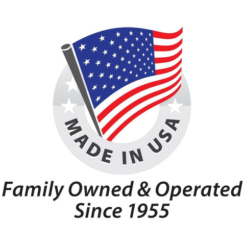 Image of a logo featuring an American flag with text 'MADE IN USA' and 'Family Owned & Operated Since 1955'