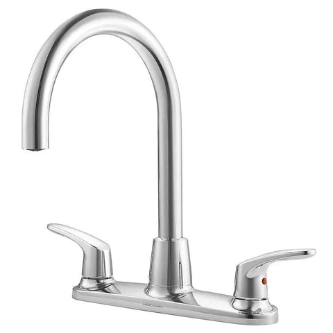 Two-Handle High Arc Kitchen Faucet Colony Pro 8-Inch Triple-Hole Mount ADA Compliant Lead-Free Metal Polished Chrome