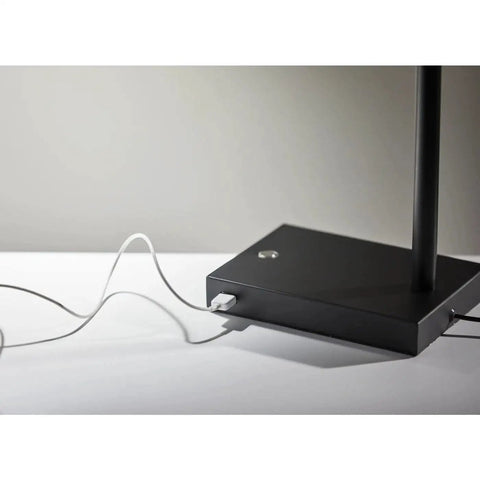 Base of Colby Adjustable Desk Lamp With 15.5 To 32.5 Inch Reach 9W Integrated LED Matte Black Metal Finish showing USB port