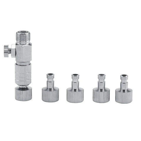 Airbrush Quick Connect Disconnect Adapter Kit With One Eighth Inch Fittings Quick Release Coupler Set on white background.