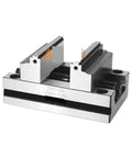 Rock Solid Precision Self Centering Vise For Machining Centers Heavy Duty Bench Vise gray finish with self-centering jaws.