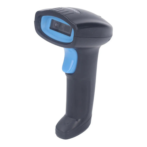 1D Wireless Barcode Scanner with 2.4G USB, reads 1D codes including Code128 EAN13 UPC, shown in handheld position.
